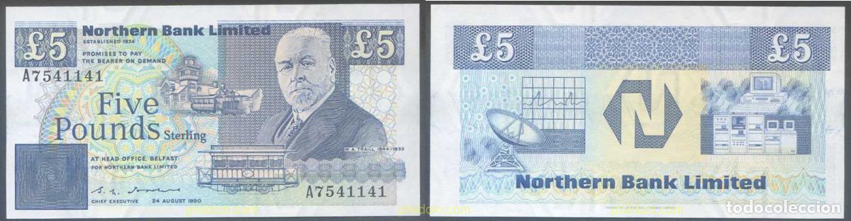 Billetes extranjeros: 5289 IRLANDA 1990 NORTHERN IRELAND 5 POUNDS 1990