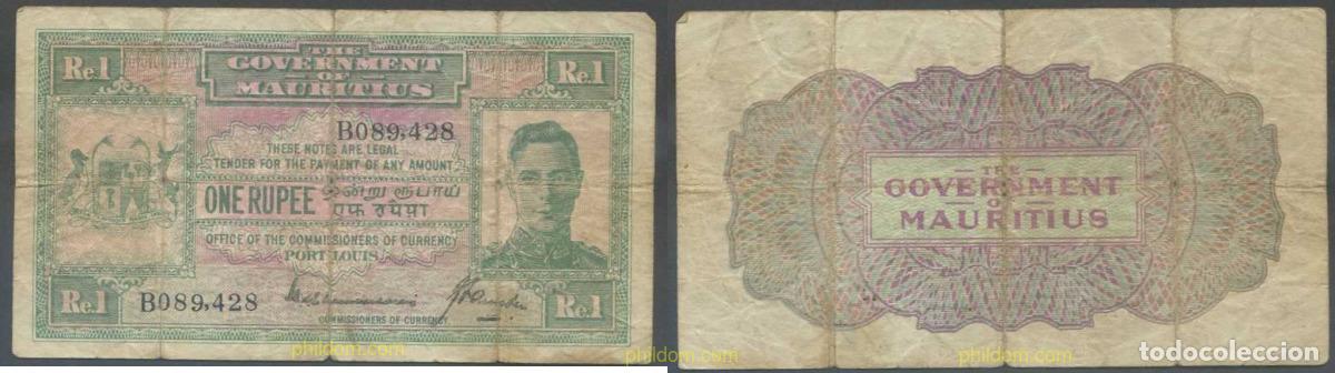 Billetes extranjeros: 5300 MAURICIO 1940 MAURITIUS 1 RUPEE 1940