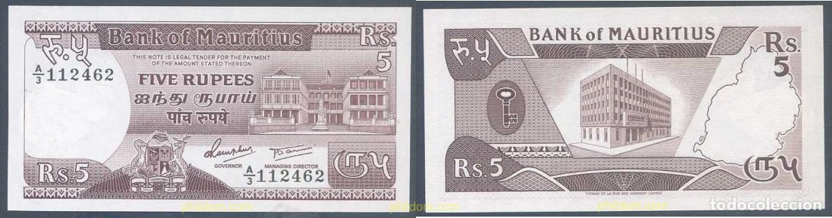 Billets internationaux: 5305 MAURICIO 1985 MAURITIUS 5 RUPEES 1985