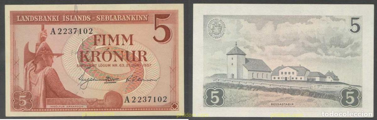 Billets internationaux: 5318 ISLANDIA 1957 ICELAND 5 KRONUR 1957