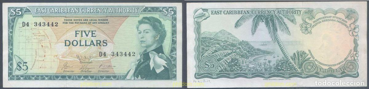 Billets internationaux: 5336 GRAN BRETA&Ntilde;A 1965 EASTERN CARIBBEAN 5 DOLLARS 1965 SIGNATURE 9