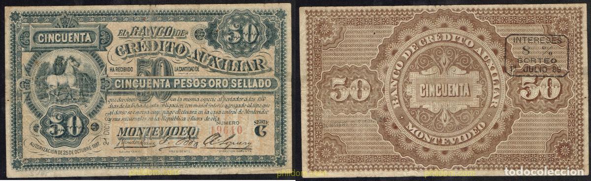 Billetes extranjeros: 5526 URUGUAY 1887 URUGUAY 50 PESOS 1887