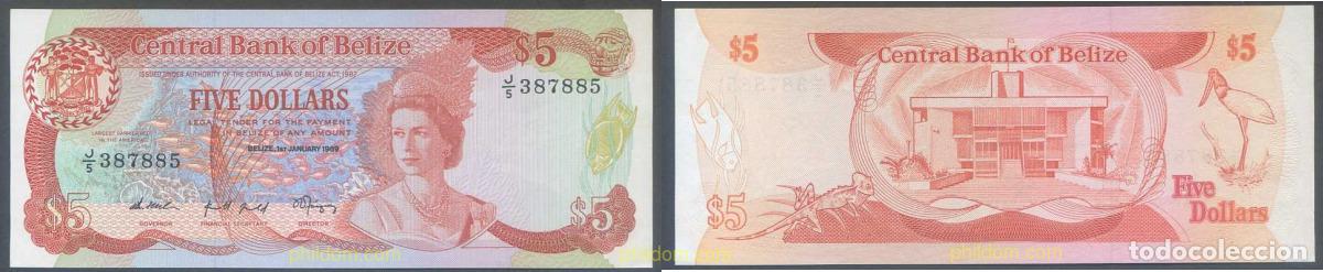 Billetes extranjeros: 5685 BELIZE 1989 BELIZE 5 DOLLARS 1989