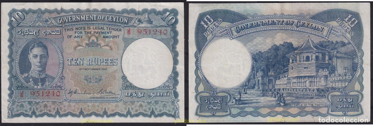 Internationale Banknoten: 6417 CEILAN 1942 CEYLAN 1942 10 RUPEES