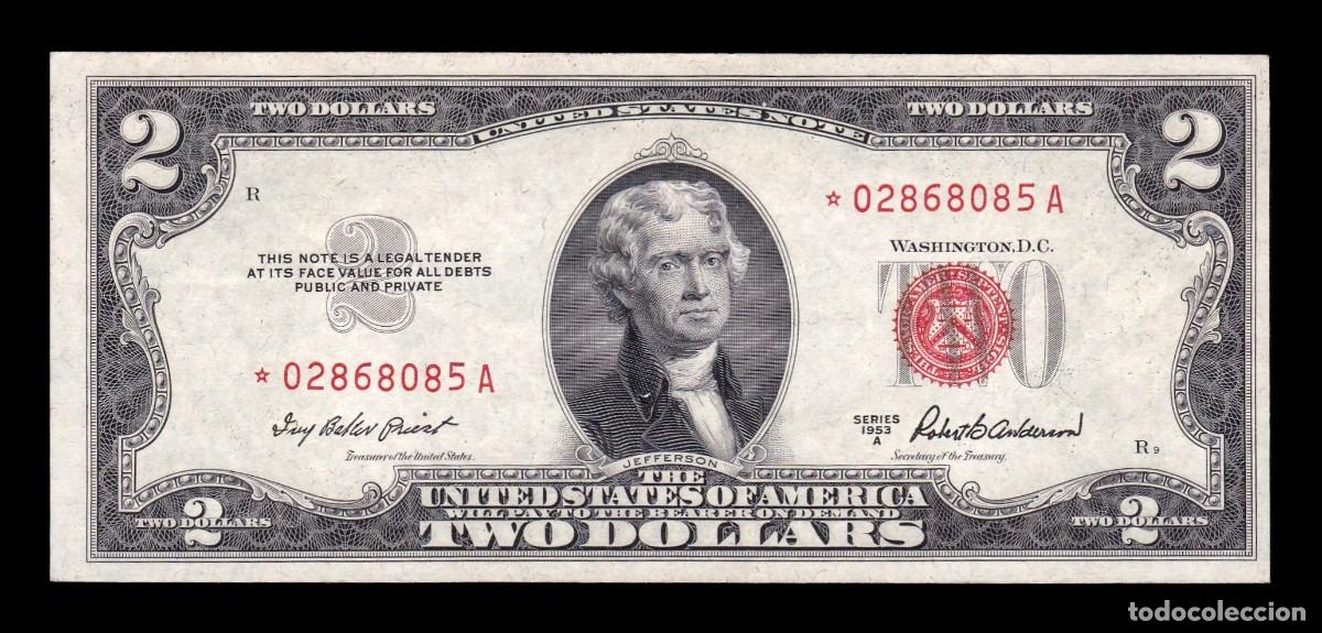 Billets internationaux: Estados Unidos 2 D&oacute;lares Thomas Jefferson 1953A Pick 380Ar Reposici&oacute;n Ebc Xf