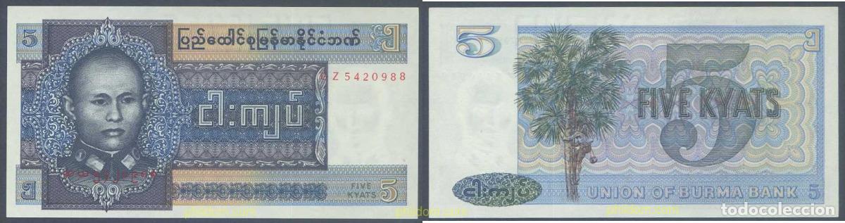 Billetes extranjeros: 7129 BIRMANIA 1973 BURMA 5 KYATS 1973