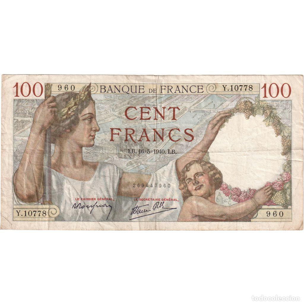 Billetes extranjeros: [#1233499] Francia, 100 Francs, Sully, 1940-05-16, Y.10778, BC+