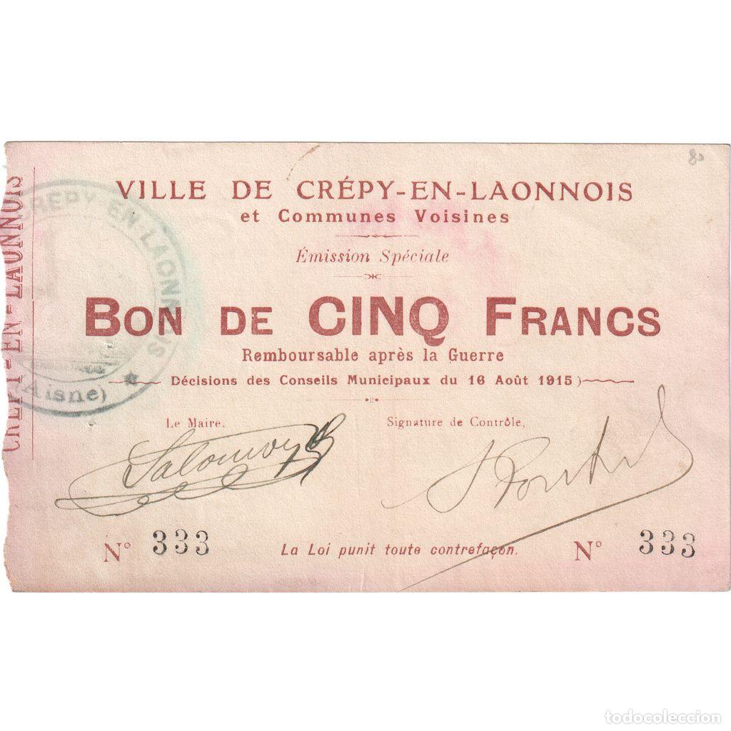 Billetes extranjeros: [#1515300] Francia, 1 Franc, 1915-03-12, 3620, RC+, Pirot:02-531