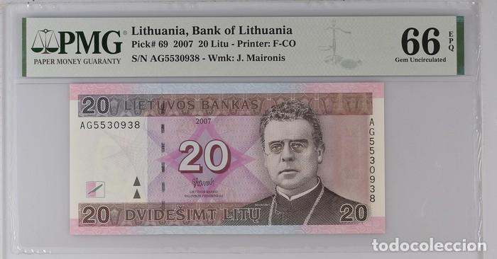 Billetes extranjeros: LITUANIA * BILLETE 20 LITU 2007 * PMG-66 EPQ (IC-1962)