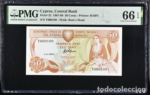 Billetes extranjeros: CHIPRE * BILLETE 50 CENTS 1987-89 * PMG-66 EPQ (IC-1960)