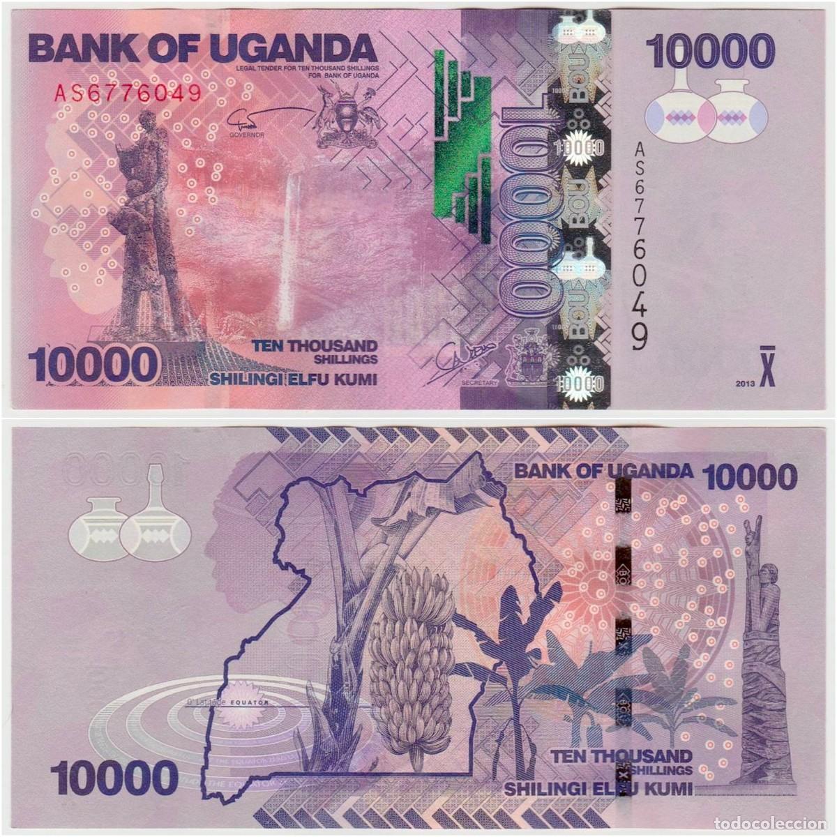 Billetes extranjeros: Uganda 10000 Chelines 2013 n/s AS6776049 Sin Circular (el billete de la foto)