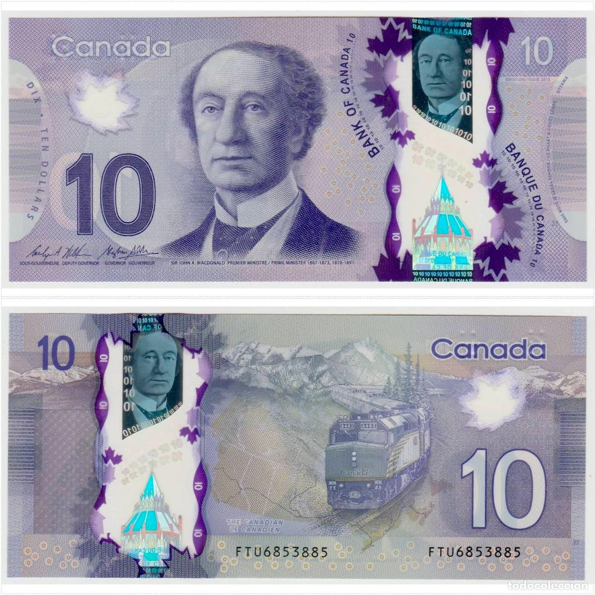 Billetes extranjeros: Canad&aacute; 10 D&oacute;lares 2013 n/s FTU6853885 Pol&iacute;mero Sin Circular (el billete de la foto)