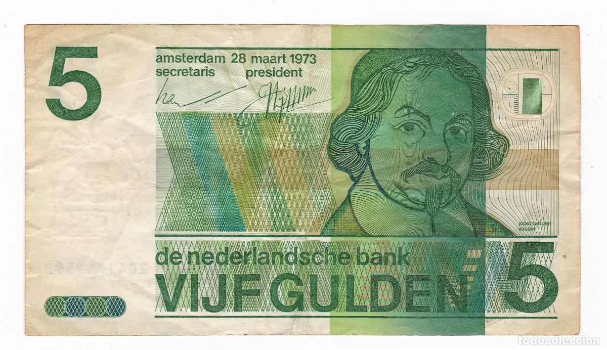 Billetes extranjeros: Paises Bajos. Billete de 5 Gulden. A&ntilde;o 1973. Pick 95. N#205503. MBC VF