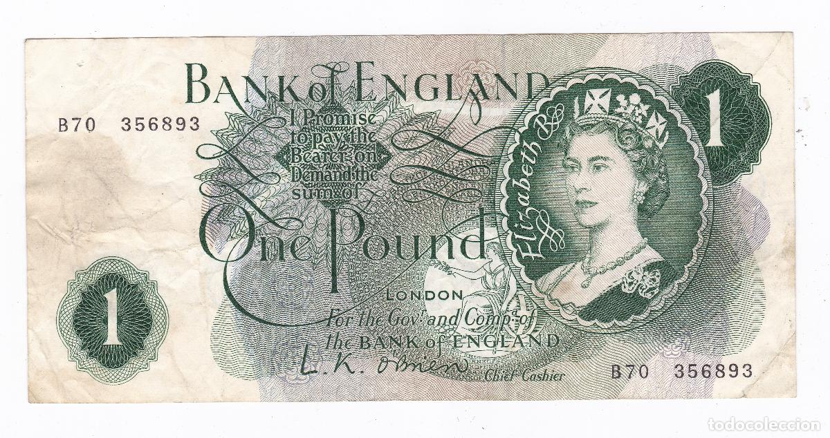 Billetes extranjeros: Inglaterra. Billete de 1 Pound. 1 Libra. N/D. A&ntilde;o 1960-62 (Firmas). Pick 374. N#202927. MBC VF