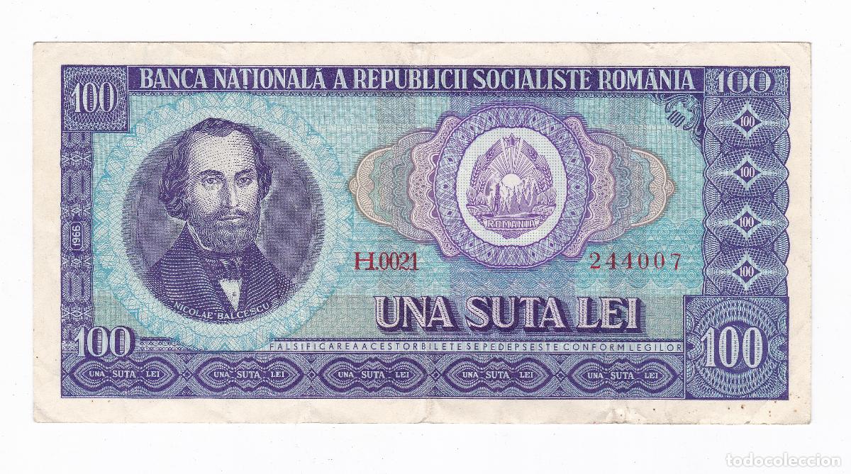 Billetes extranjeros: Rumania. Billete de 100 Lei. Una suta Lei. A&ntilde;o 1966. Pick 97. N#205771. MBC+ VF+