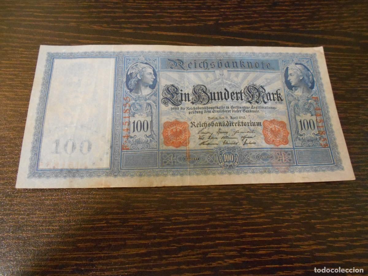 Billetes extranjeros: ALEMANIA-BILLETE ANTIGUO-PICK 42-100 MARCOS-1910-BC-RARO-PAPEL AZULADO