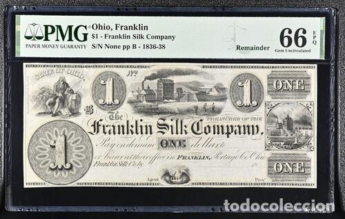 Billetes extranjeros: ESTADOS UNIDOS-OHIO * BILLETE 1 DOLLAR 1836-38 * PMG-66 EPQ (IC-1958)