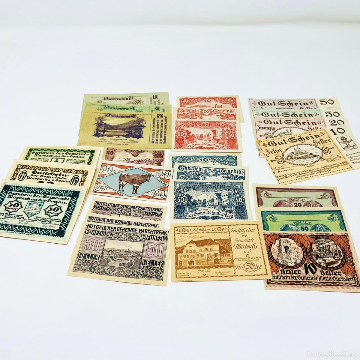 Billetes extranjeros: Lote 01: 25 Billetes Notgeld / Gutschein Austria. Series Completas. Ciudades Austriacas