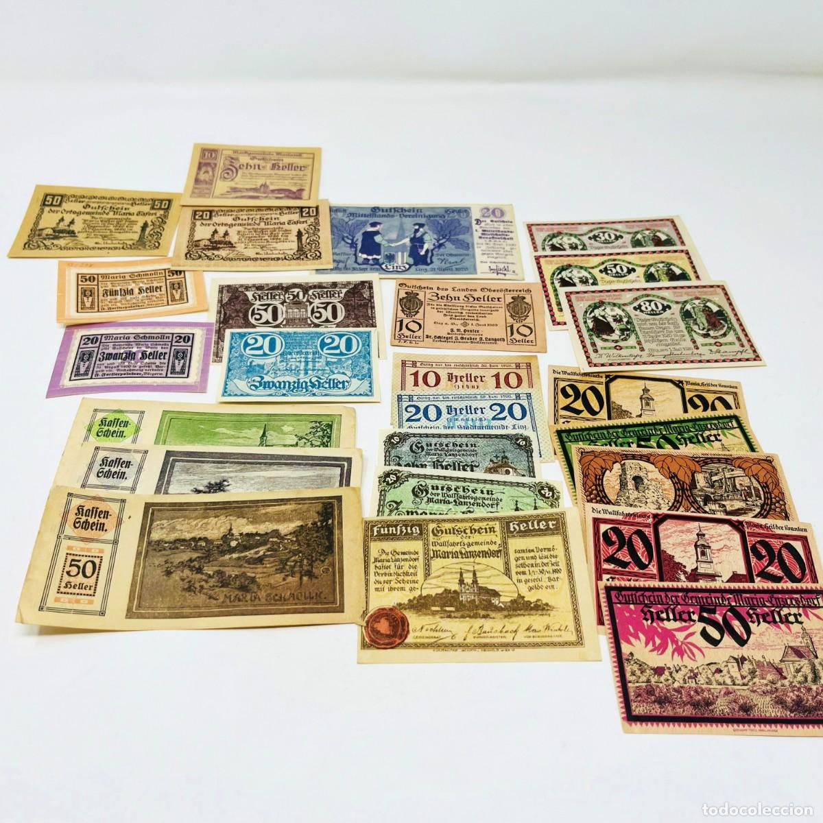 Billetes extranjeros: Lote 02: 25 Billetes Notgeld / Gutschein Austria. Series Completas. Ciudades Austriacas