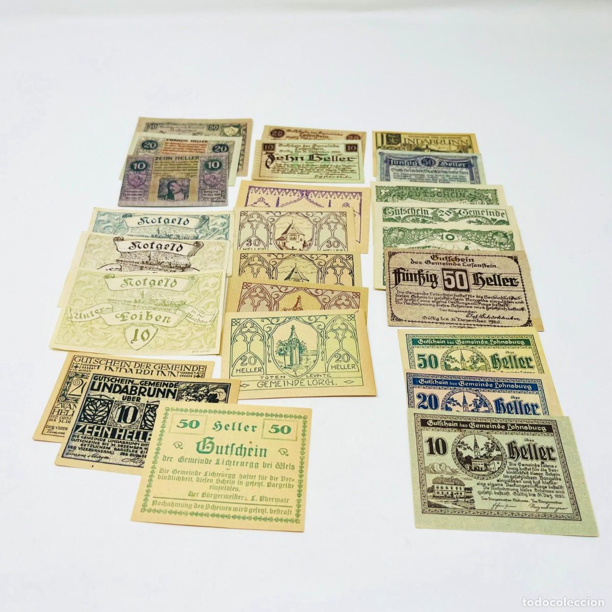 Billetes extranjeros: Lote 03: 25 Billetes Notgeld / Gutschein Austria. Series Completas. Ciudades Austriacas