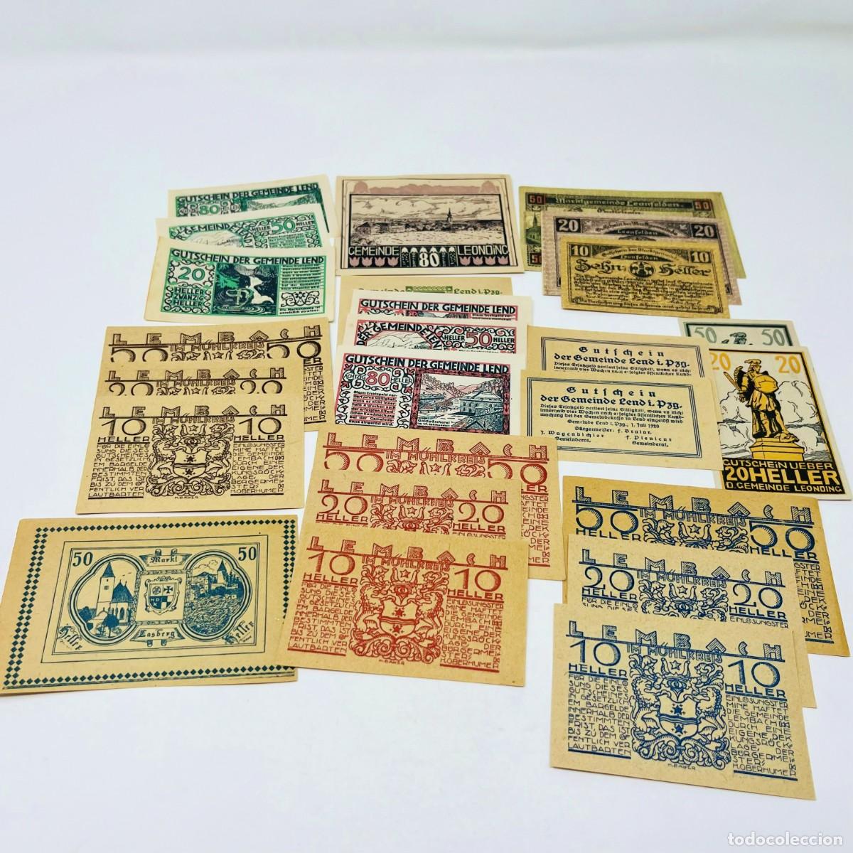 Billetes extranjeros: Lote 04: 25 Billetes Notgeld / Gutschein Austria. Series Completas. Ciudades Austriacas