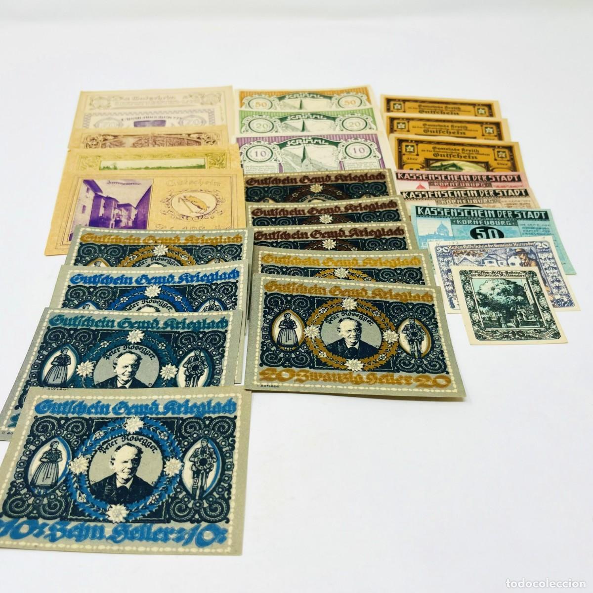 Billetes extranjeros: Lote 08: 25 Billetes Notgeld / Gutschein Austria. Series Completas. Ciudades Austriacas