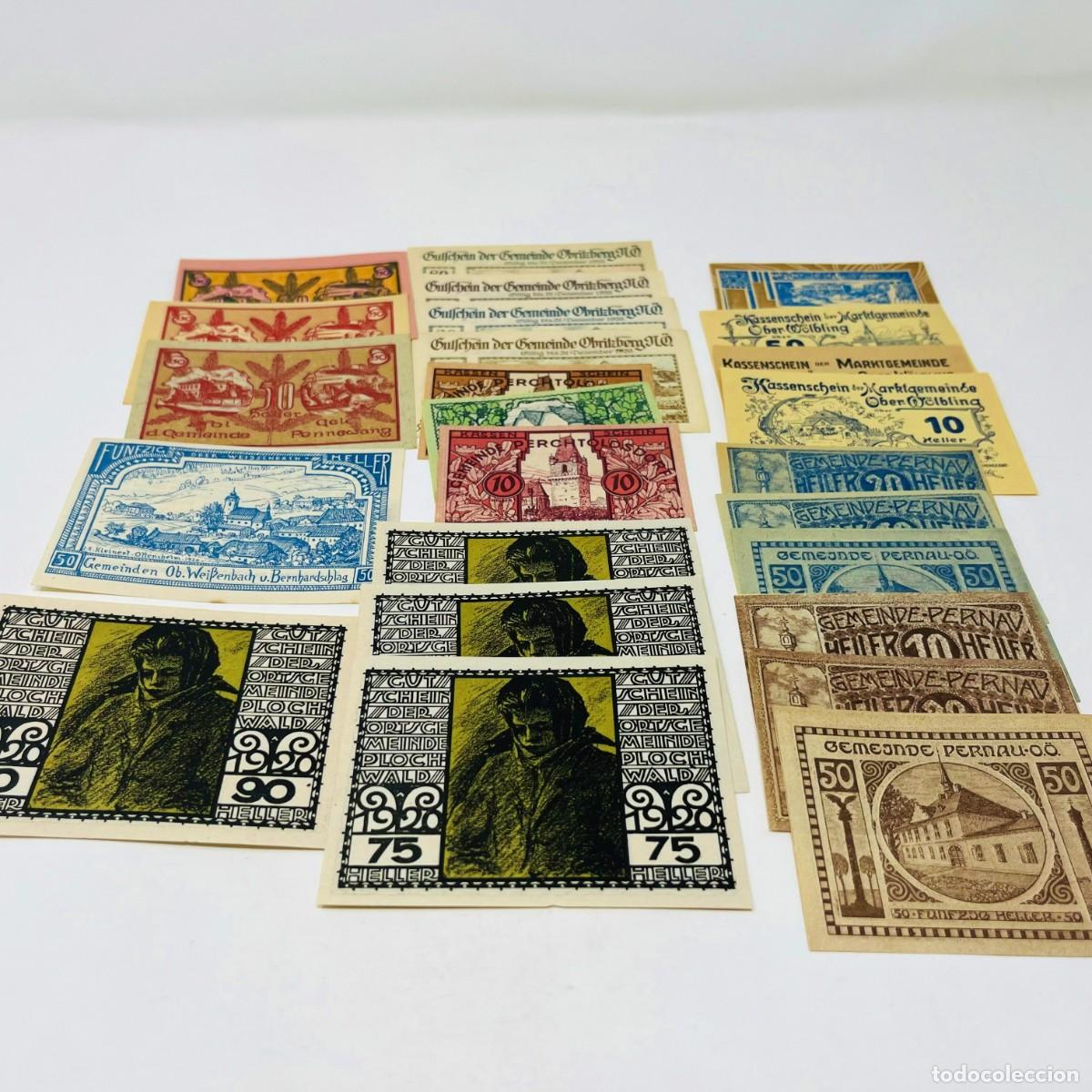 Billetes extranjeros: Lote 10: 25 Billetes Notgeld / Gutschein Austria. Series Completas. Ciudades Austriacas