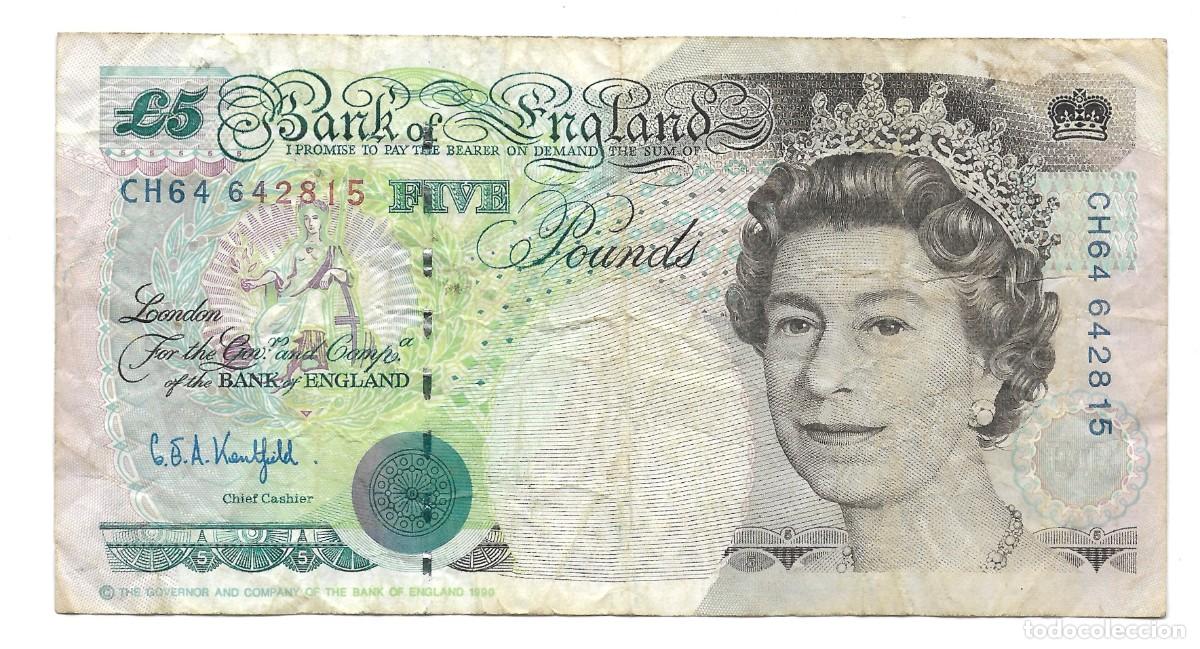 Billetes extranjeros: BILLETE FIVE POUNDS INGLATERRA 1991/1993 VF