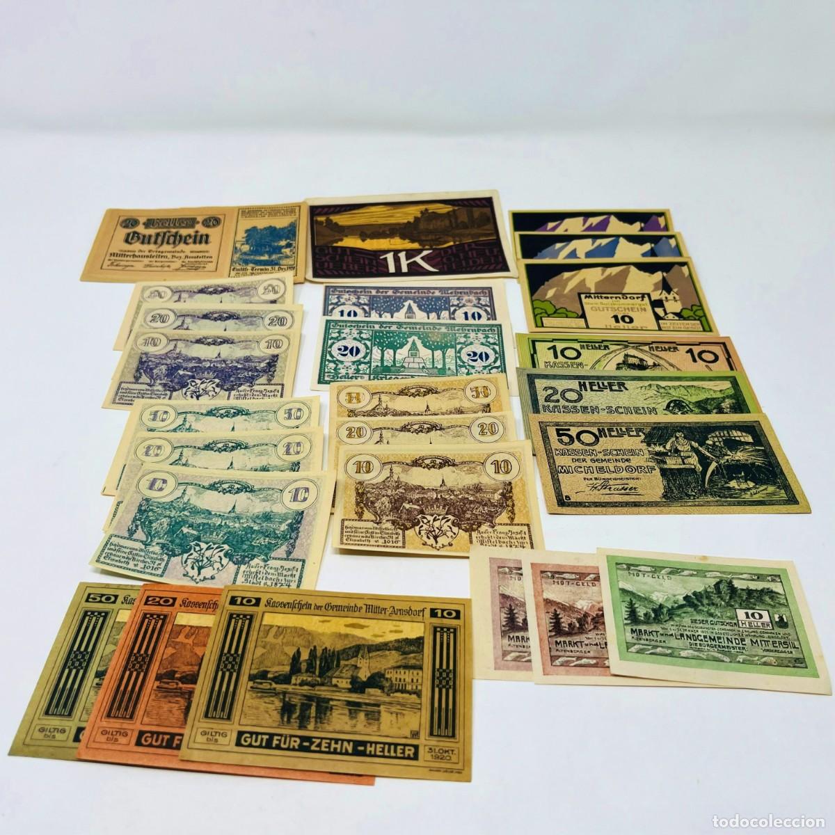 Billetes extranjeros: Lote 20: 25 Billetes Notgeld / Gutschein Austria. Series Completas. Ciudades Austriacas