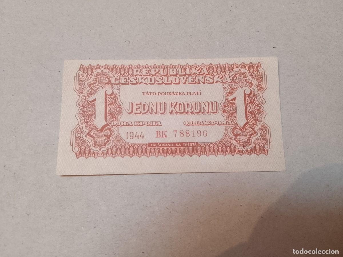 Billetes extranjeros: Billete Checoslovaquia 1 korun, a&ntilde;o 1944, UNC