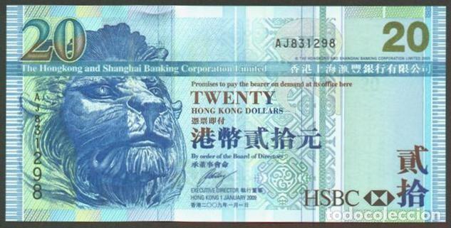 Billetes extranjeros: HONG KONG. HSBC. 20 $ 2009. S/C. Pick 207f.
