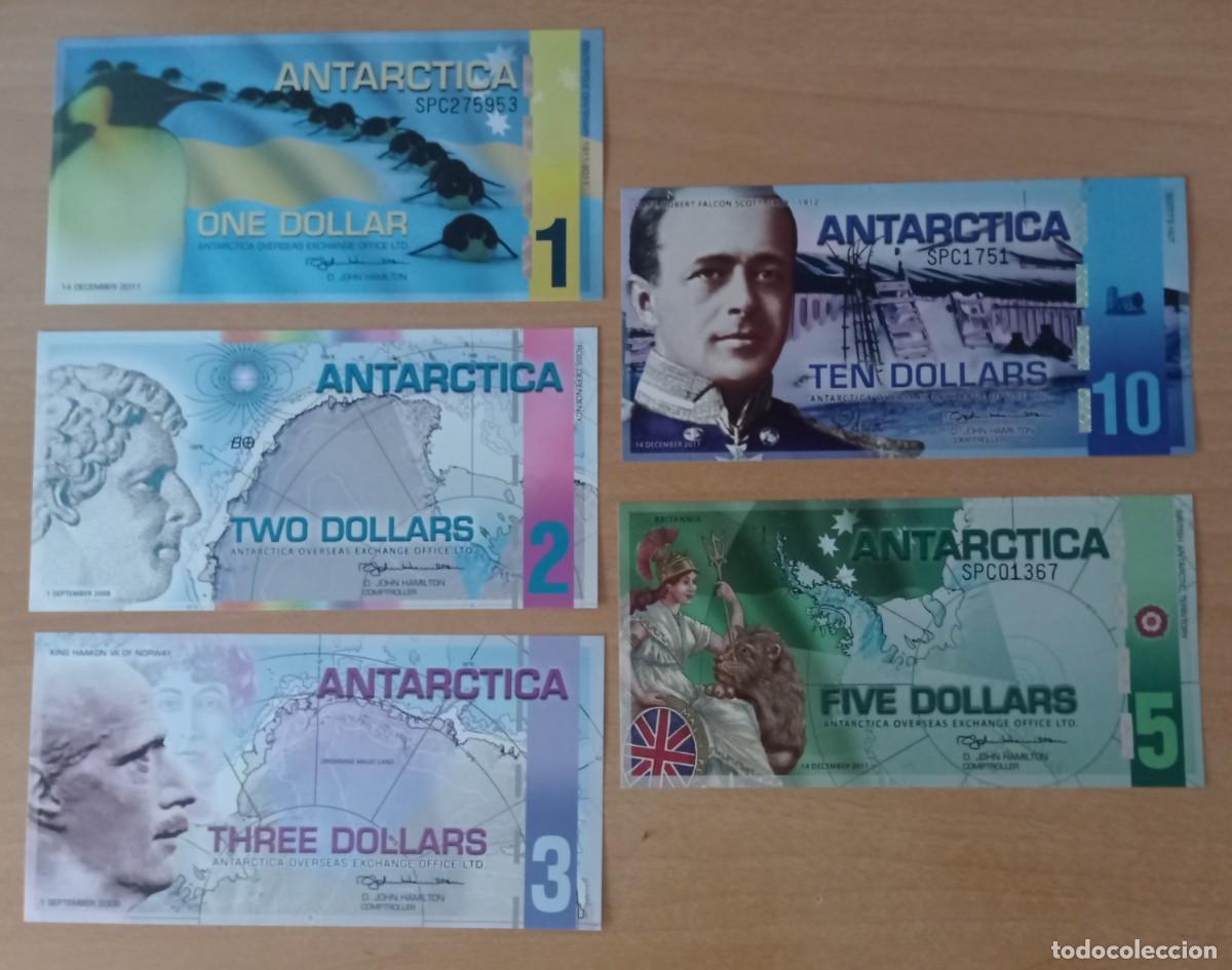 Billetes extranjeros: Lote 5 Billetes Ant&aacute;rtica 2011 Centenario Polo Sur Pol&iacute;mero UNC Sin Circular