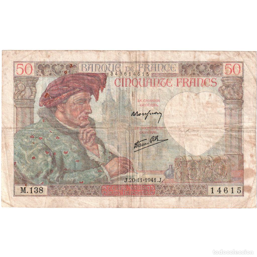 Billetes extranjeros: [#1515629] Francia, 50 Francs, Jacques Coeur, 1941-11-20, M.138, BC+