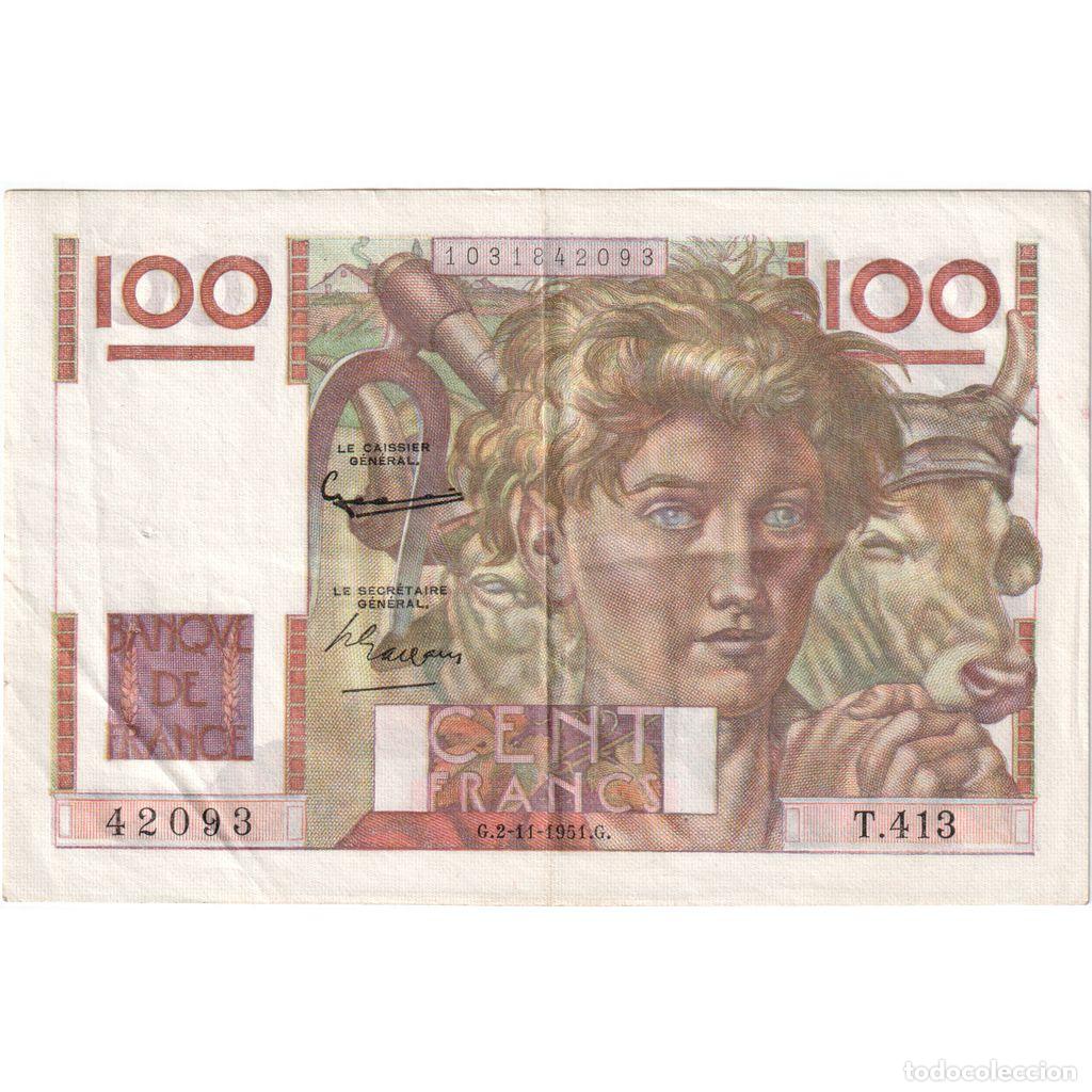 Billetes extranjeros: [#1515630] Francia, 100 Francs, Jeune Paysan, 1951-11-02, T.413, MBC+