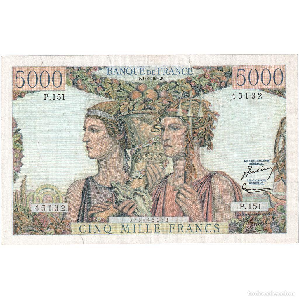 Billetes extranjeros: [#1515627] Francia, 5000 Francs, Terre et Mer, 1956-03-01, P.151, MBC