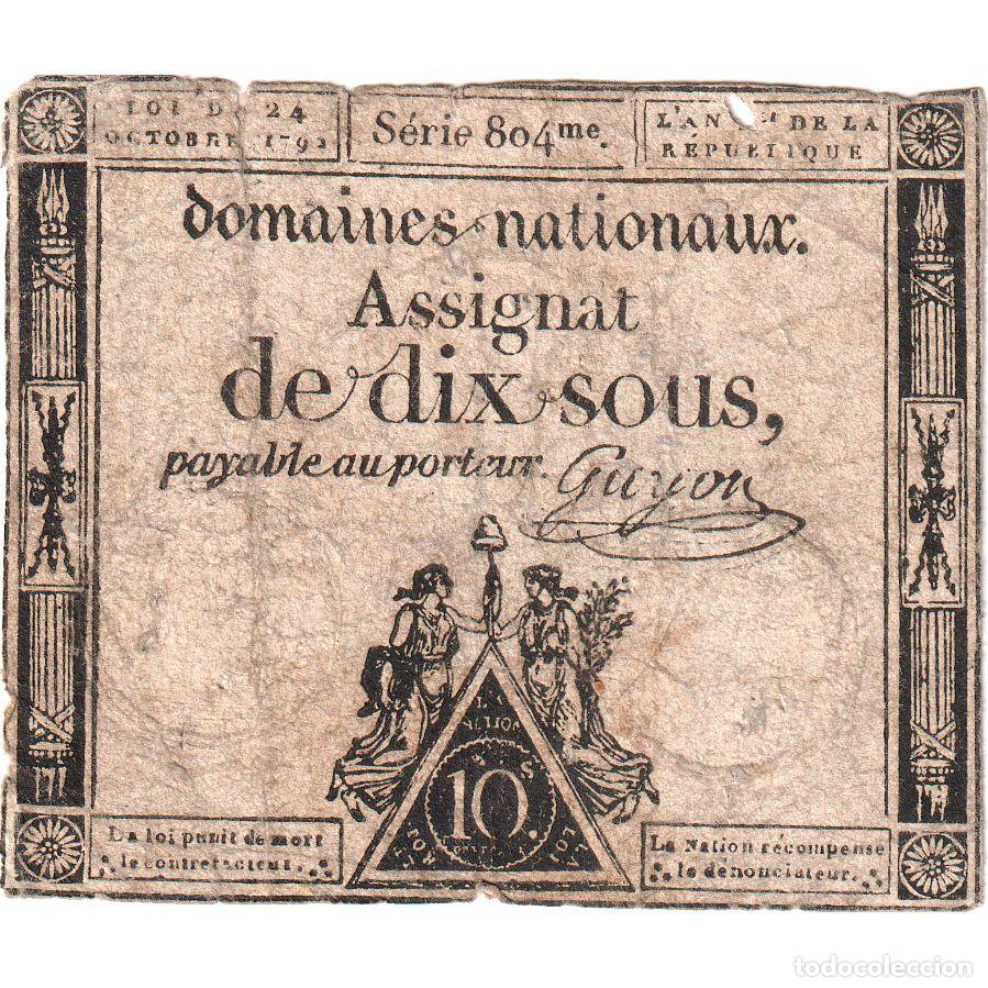 Billetes extranjeros: [#1515659] Francia, 10 Sous, 1792-10-24, Serie 804, BC