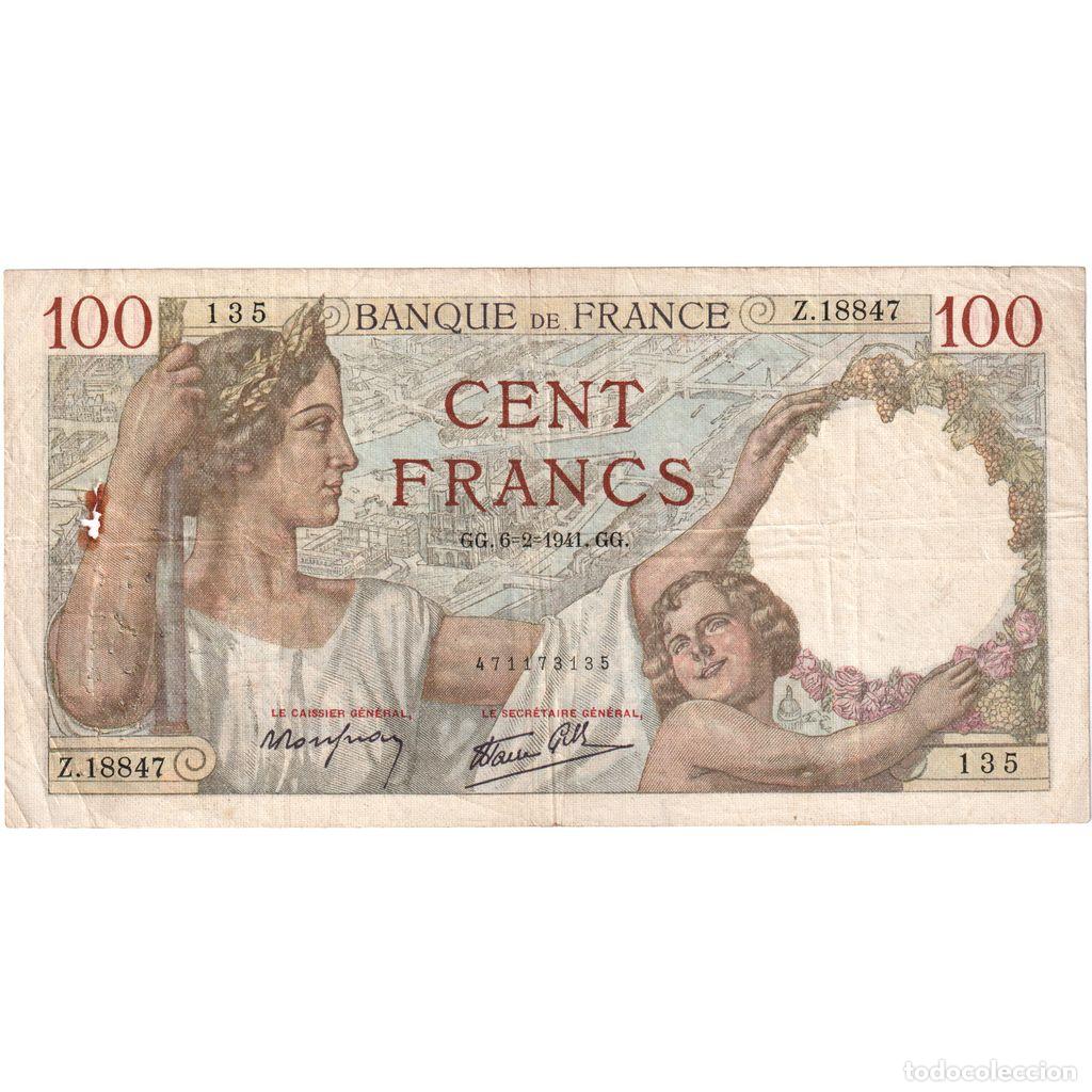 Billetes extranjeros: [#1515661] Francia, 100 Francs, Sully, 1941-02-06, Z.18847, RC+