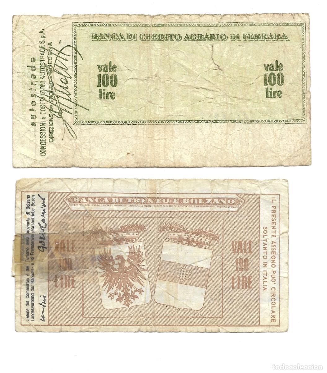 Billetes extranjeros: Conjunto de dos billetes italianos 1977 de 100 liras F.
