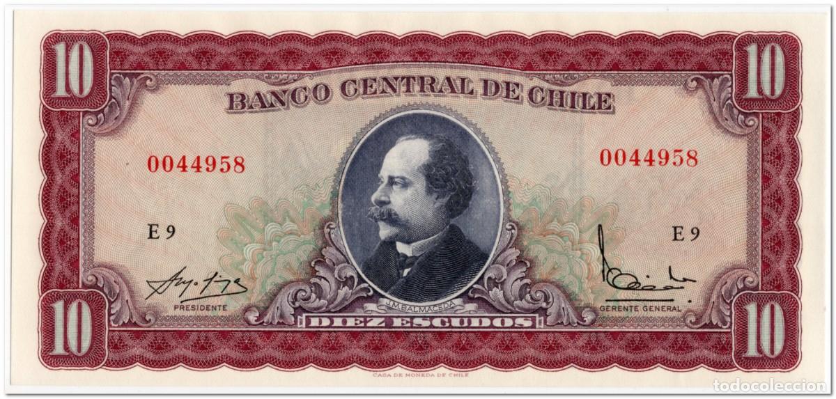 Billetes extranjeros: CHILE,10 ESCUDOS,1962-1970,P.139,UNC