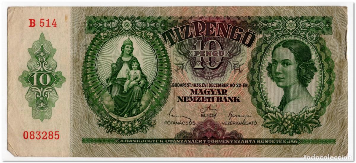Billetes extranjeros: HUNGARY,10 PENGO,1936,P.100,VF