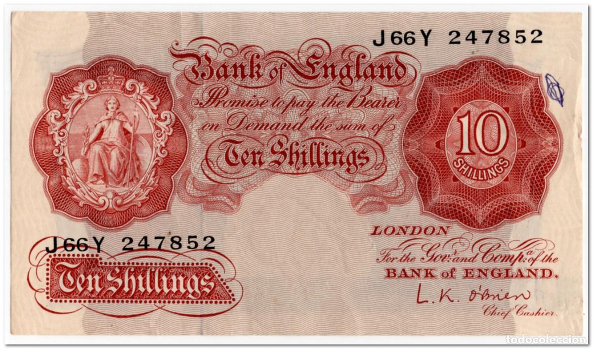 Billetes extranjeros: UNITED KINGDOM OF GREAT BRITAIN & NORTHERN IRELAND,10 SHILLINGS,1955,P.368c,VF