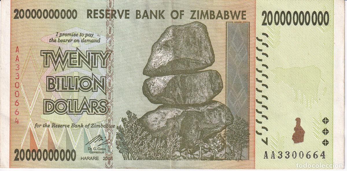 Billetes extranjeros: BILLETE DE ZIMBABWE DE 20000000000 DOLLARS DEL A&Ntilde;O 2008 EN CALIDAD EBC