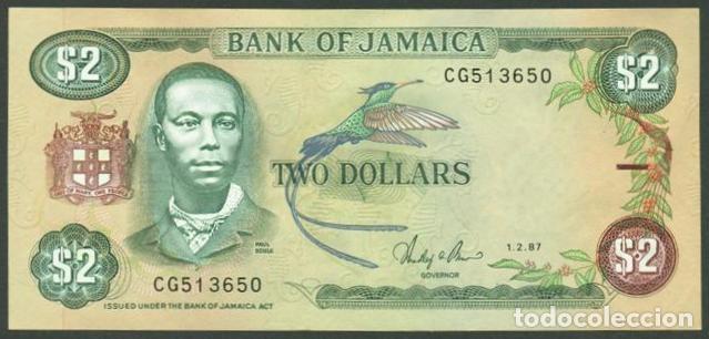 Billetes extranjeros: JAMAICA. 2 $ 1.2.1987. Pick 69b.