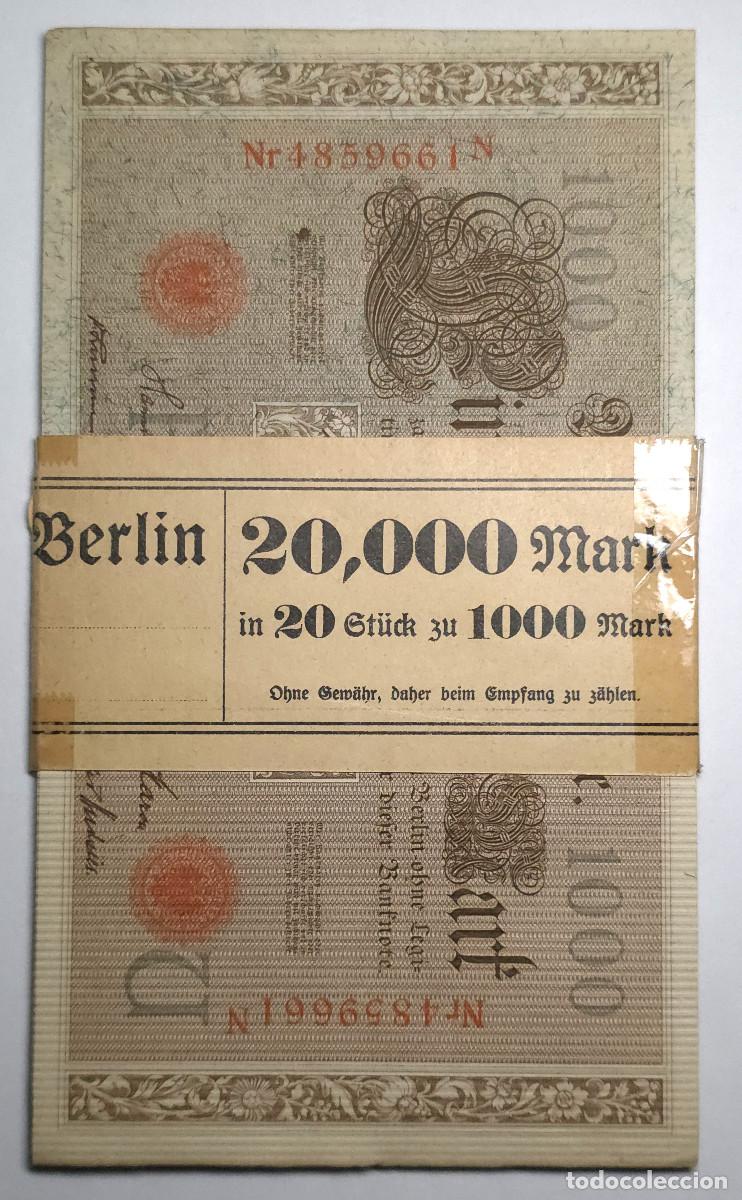 Billetes extranjeros: LOTE 20 BILLETES CORRELATIVOS ALEMANIA 1000 MARK 1910, SC- (EN SU FAJIN ORIGINAL)
