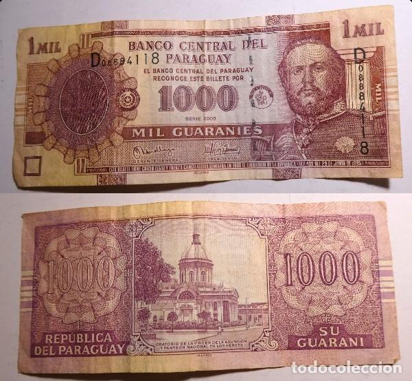 Billetes extranjeros: Billete de Paraguay 1000 Guaran&iacute;es Francisco Solano L&oacute;pez 2005, circulado