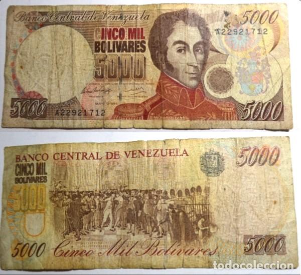 Billetes extranjeros: Billete de VENEZUELA. 5000 bolivares 12.5. 1994, circulado