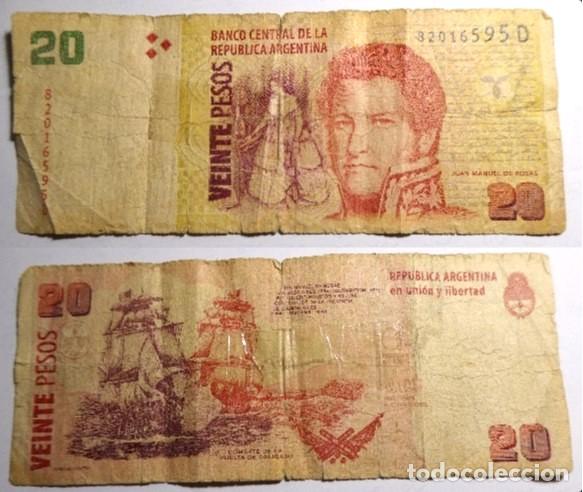 Billetes extranjeros: Billete de Argentina 20 pesos, circulado