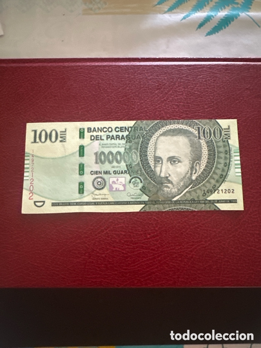 Billetes extranjeros: Billete de Paraguay de 100000 guaran&iacute;es a&ntilde;o 2015 sin circular