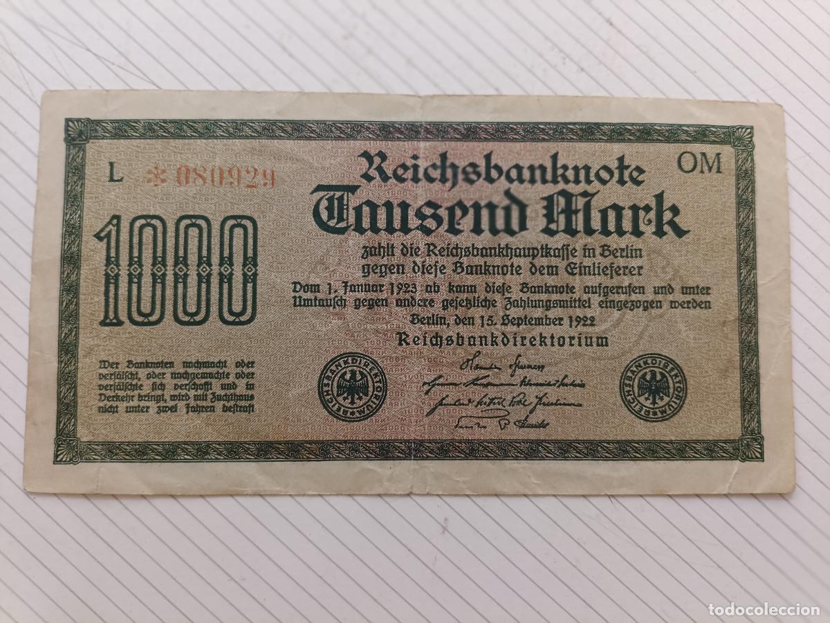 Billetes extranjeros: Alemania 1000 marcos 1922