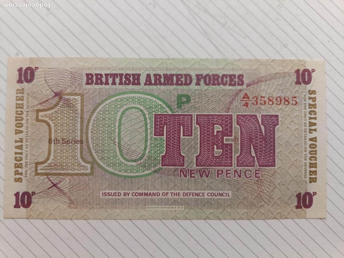 Billetes extranjeros: BRITISH ARMED FORCES, 10 NEW PENCE, 1972 S/C